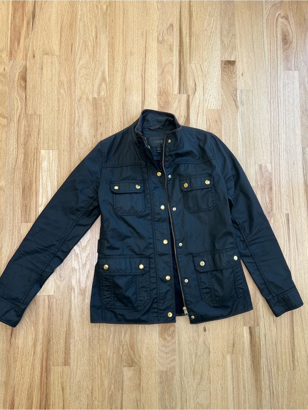 J. Crew Black Field Jacket with Gold Snap Details